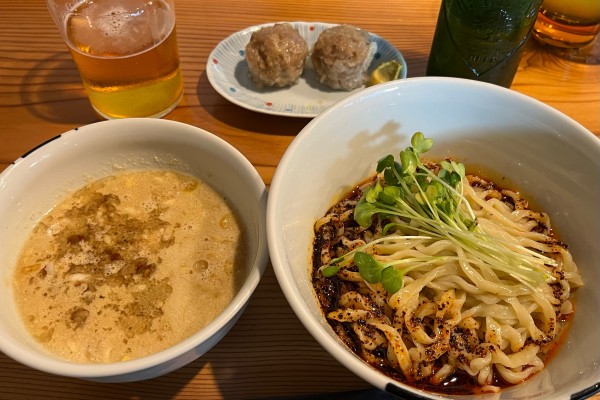 「【限定】担々つけめん+ビール」@らーめん かねかつの写真