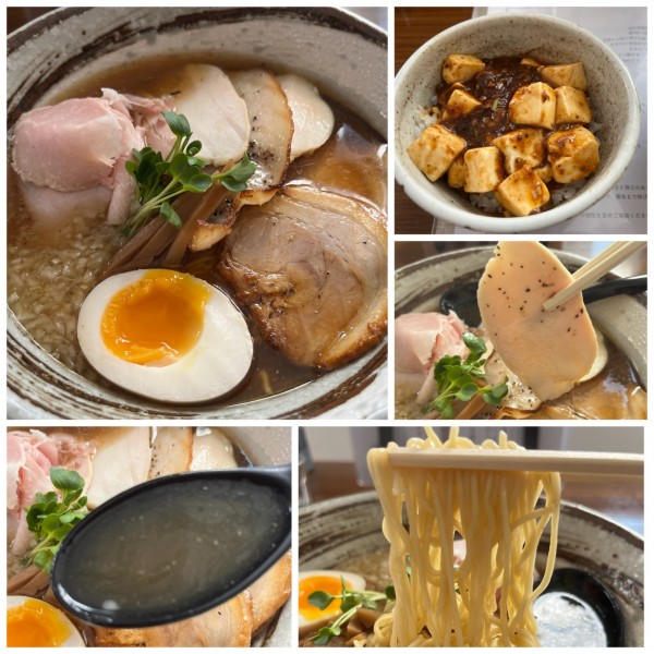 「特選あごだし麺1400円四川麻婆丼380円」@西山屋の写真