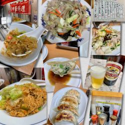 餃子＋キリンラガー（大)✖️2、肉野菜炒め、️辛いチャーハン