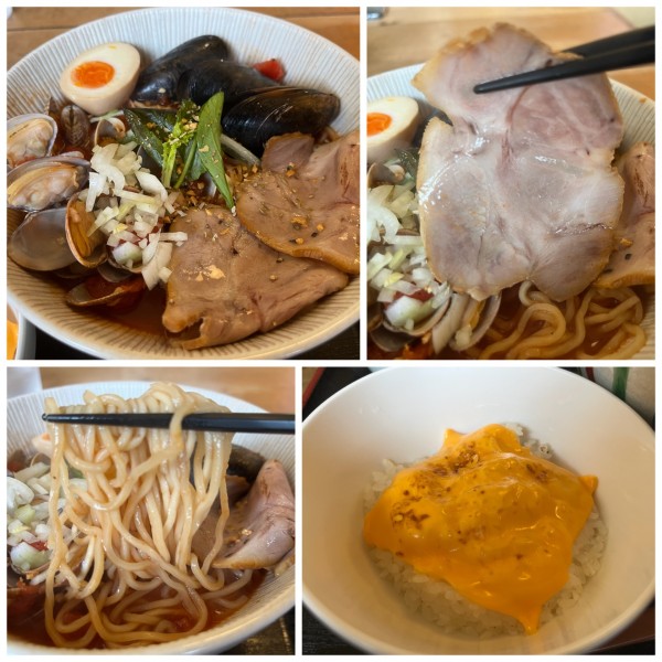 「【期間限定】貝出汁トマトラーメンチーズ飯付1000円」@和風らーめん 凪の写真