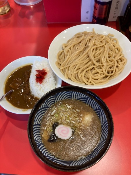 「つけ麺(麺大盛り)+小カレーライス」@中華そば ふくもりの写真