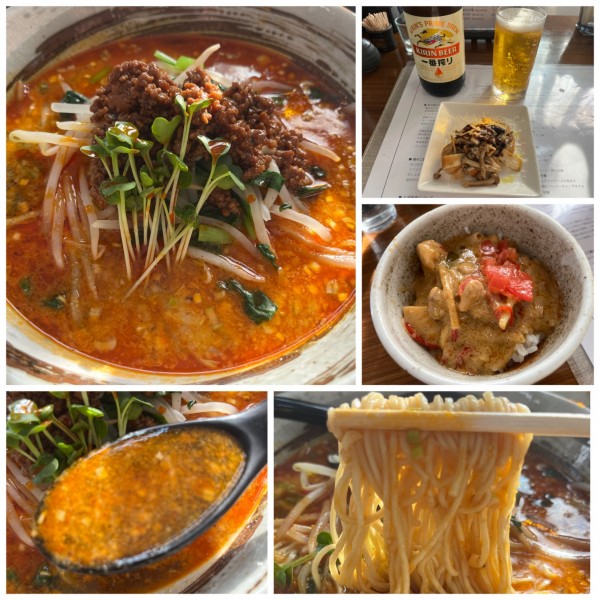 「四川タンタン麺 1100円 グリーンカレー ミニ丼380円」@西山屋の写真