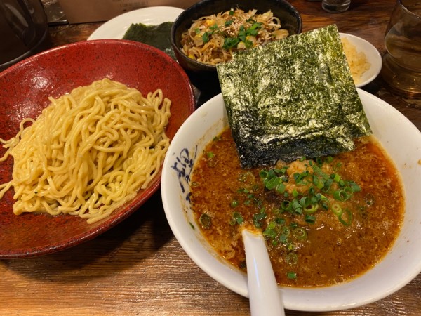 「辛味つけ麺＋ネギチャーシュー丼」@横濱家 鶴川店の写真