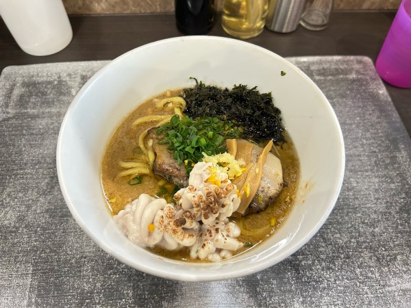 「極上あん肝白子そば」@麺丼Dining 夢者の写真