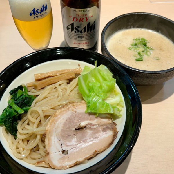 「つけ麺 塩＋瓶ビール」@鶏白湯らーめん 叶の写真