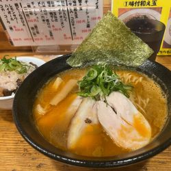 海老蕎麦 + チャーシューご飯