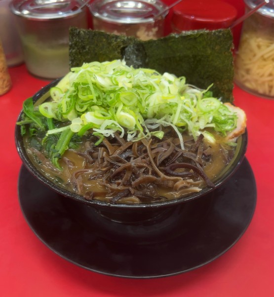 「チャーシューメン キクラゲ 青ネギ」@家系ラーメン 王道 いしいの写真