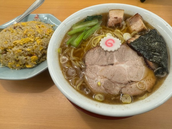 「限定魚介中華そば大盛お得Aセット（半炒飯）」@麺屋 なが盛の写真
