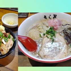 2種盛りチャーシューどとんこつ+味玉、GAB丼