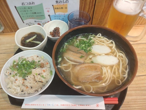 「三昧肉そばセット」@琉球村 那覇空港店の写真