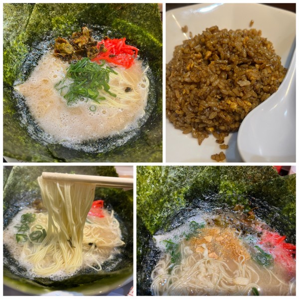 「朝ラー650円 カタメ のり100円ひまわり半炒飯400円」@博多らーめん ひまわりの写真