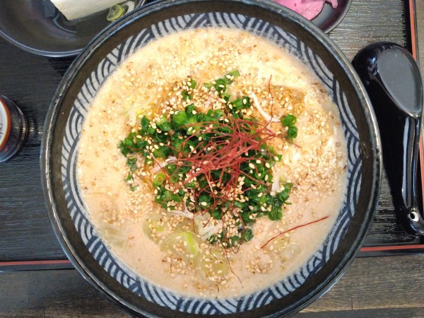 「豚モツ担々麺＋替え玉（硬め）」@もつ煮 王里の写真
