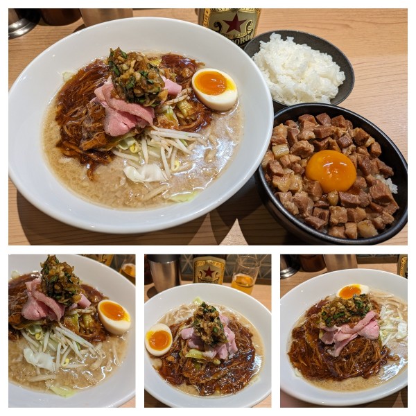 「【水曜限定】スタ麺➕肉飯➕ライス➕瓶ビール」@セキレイ 〜NIBOSHI no D5〜の写真