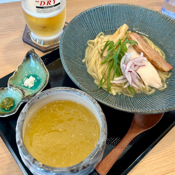 「しじみ昆布水塩つけ麺＋生ビール」@横浜淡麗らぁ麺 川上の写真