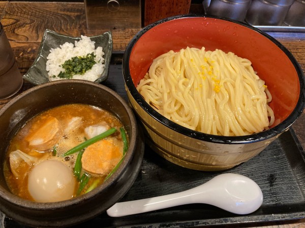 「［期間限定］あん肝つけ麺＋味玉」@三ツ矢堂製麺 池袋サンシャイン60通り店の写真