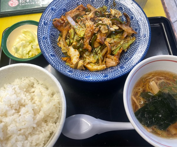 「回鍋肉定食半ラーメンセット」@松軒 中華食堂 千歳烏山店の写真