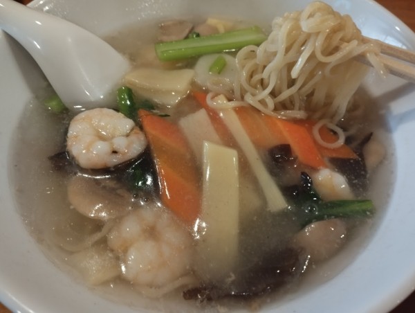 「エビ五目白湯ラーメン(850)」@王家菜館 中田店の写真