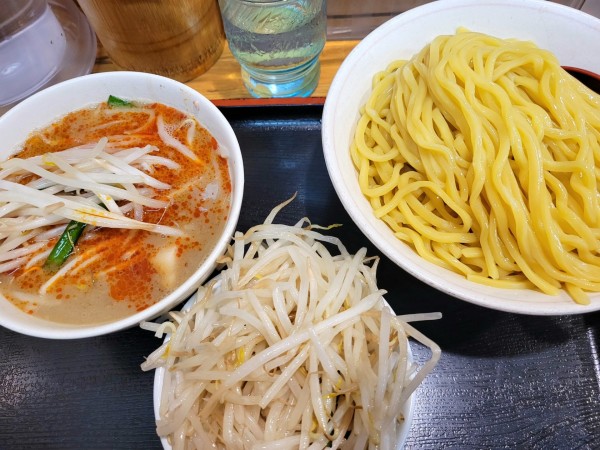 「辛味噌つけ麺大盛+野菜大盛」@味噌麺処 花道庵の写真