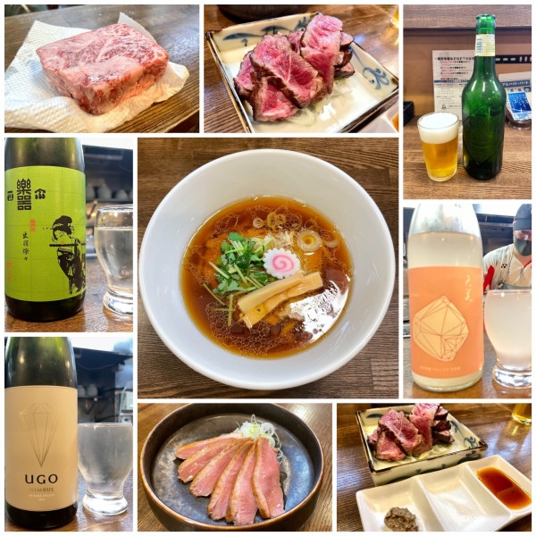 「和風仕立て中華そば 醤油(改)+松坂牛+鴨皿+ビール+お酒」@㐂九八～エキチカ～の写真