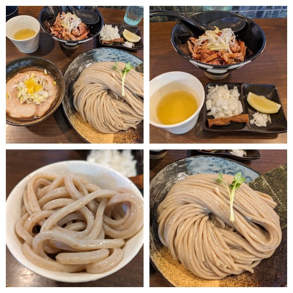 「つけ麺特大➕昆布と帆立のお出汁➕焼豚丼➕スープ増し」@麺屋みつば＋クローバーの写真
