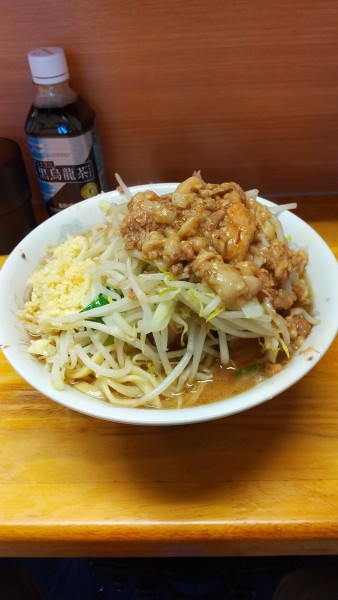「小麺少なめ豚ダブル、全部」@ラーメン二郎 立川店の写真