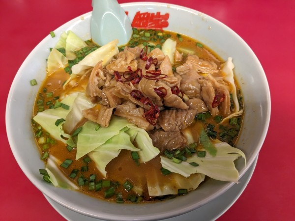「もつ味噌ラーメン もつ増し キャベツ増し」@山岡家 狭山店の写真