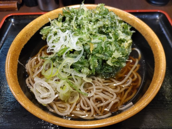 「春菊天そば」@めとろ庵 新木場店の写真