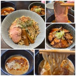 【限定】海老辛みそつけめん 1200円炙り焼豚丼200円