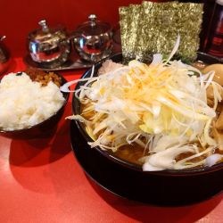 大ラーメン 辛ネギ メンマ 味玉 ライス✖️２硬め濃いめ多め