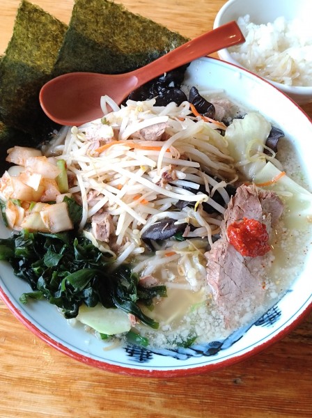 「塩ラーメン+野菜ダブル､半ライス」@椿 ラーメンショップ 木立店の写真