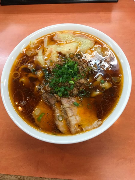 「海老ワンタンメン 1,000円＋辛口 100円」@日陰の写真