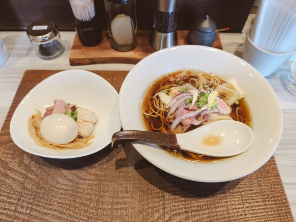 「［限定］鴨出汁蕎麦+牡蠣のソース（替玉）」@つくばらーめん 鬼者語 -オニモノガタリ-の写真