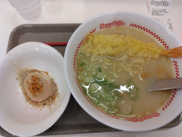 「年末年始限定天ぷらラーメン590円、温玉60円」@スガキヤ イオンタウン太閤店の写真
