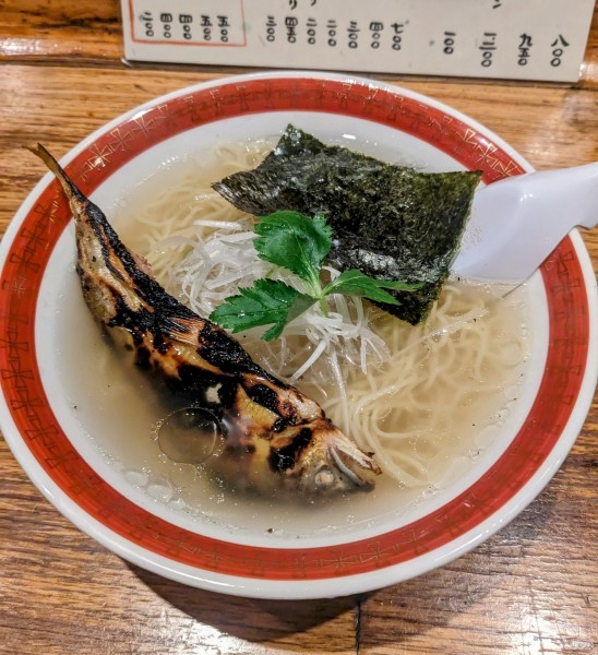 「鮎ゴトハーフ950円+鮎焼きおにぎり200円」@鮎ラーメン 二子玉川店の写真
