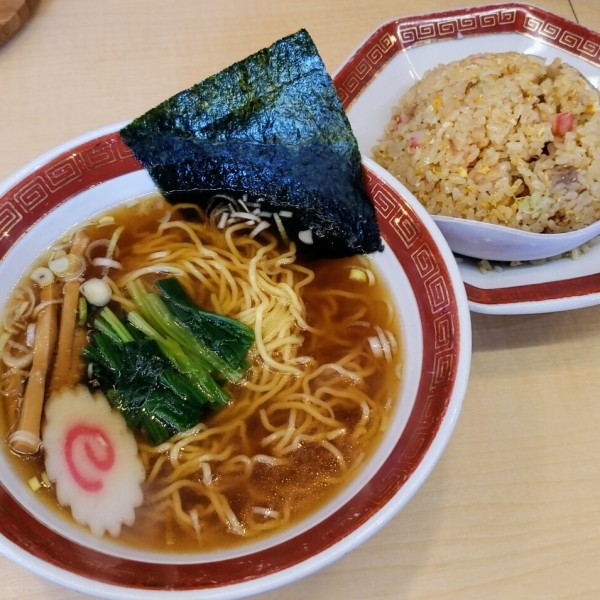 「Aセット(半チャーハン+中華そば)1,050円」@中華そば 浜田屋 平須店の写真