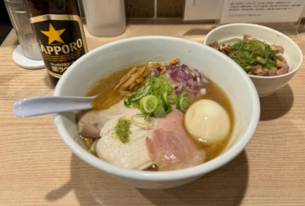 「【限定】とろみ山椒そば¥1100、 日替わり飯¥250」@中華そば みかわの写真