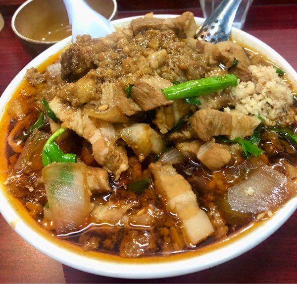 「辛いスタ満そば 具増し 生卵 950+280+60円」@元祖スタミナ満点らーめん すず鬼の写真