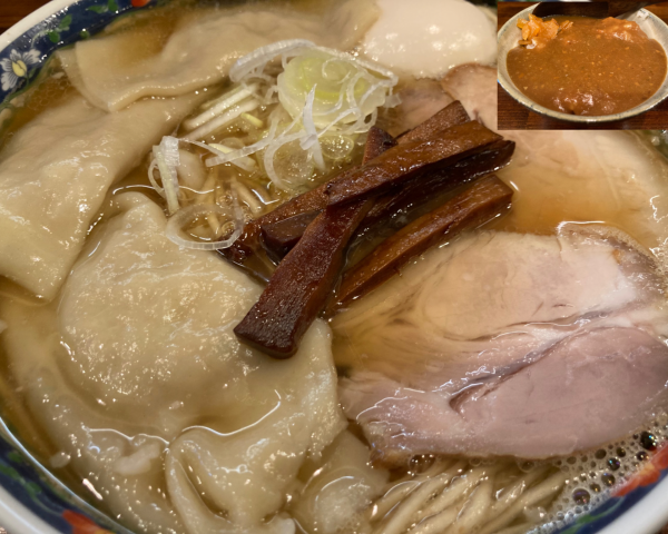 「もちもち雲呑味玉中華そば+奈つやの茶碗カレー」@奈つやの中華そばの写真