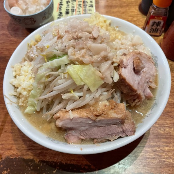 「小ラーメン+しょうが+気まぐれライス」@ラーメン二郎 会津若松駅前店の写真