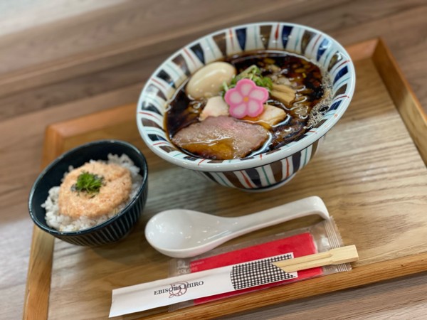 「淡麗えびそば醤油＋明太とろろご飯(限定)」@えびそば 緋彩の写真