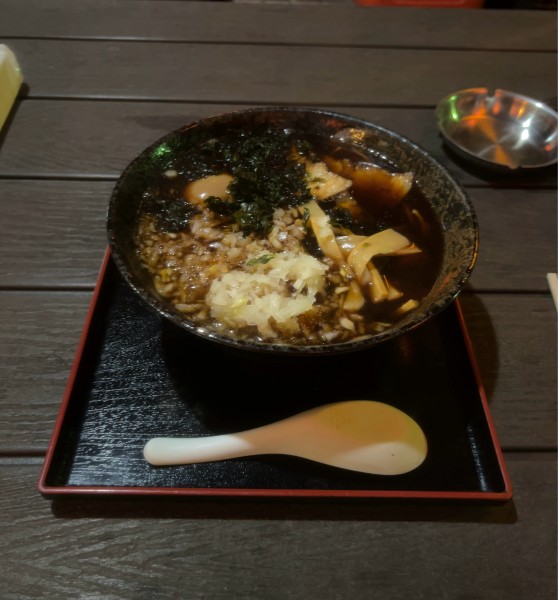 「竹岡ラーメン やくみ 煮たまご」@石井の屋台食堂の写真