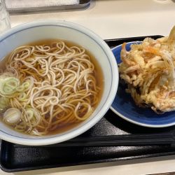 温かいかけそば(450円)+野菜かき揚げ(150円)