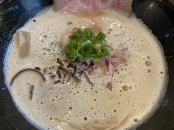 「濃厚泡豚骨醤油らーめん(手もみ麺)」@淡麗豚骨 TSUCHINOTOMIの写真