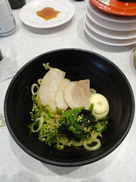 「汁なし豚骨醤油ラーメン（マヨ） 539円」@かっぱ寿司 越谷レイクタウン店の写真