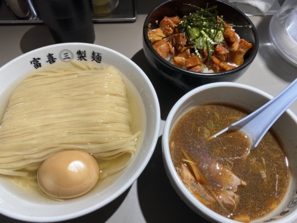 「味玉鰹昆布水のどごし麺+焼豚丼 1520+580」@富喜製麺研究所 六本木店の写真