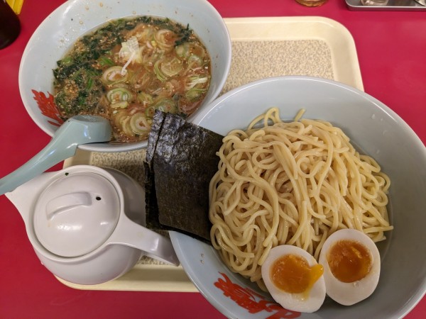 「味噌つけ麺 味玉 ほうれん草」@山岡家 狭山店の写真
