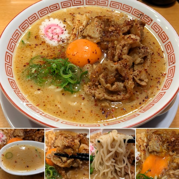 「旨辛肉玉中華そば(肉ダブル)＋半ライス＝1450円」@肉玉中華そば 連獅子の写真