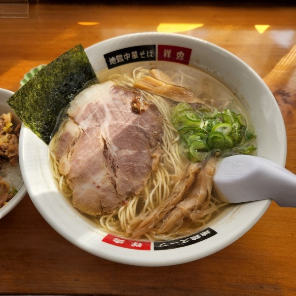 「塩ラーメン大盛•ネギ辛チャーシュウ丼【Aセット】」@地鶏中華そば 祥秀の写真