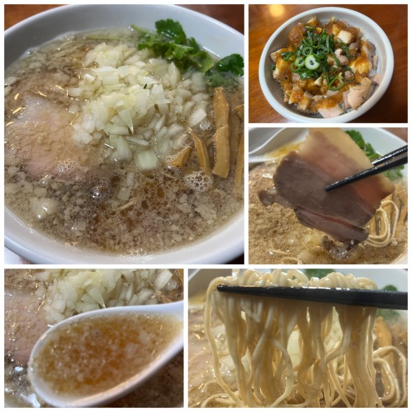 「背脂煮干そば850円 肉ご飯250円」@寛～くつろぎ～の写真