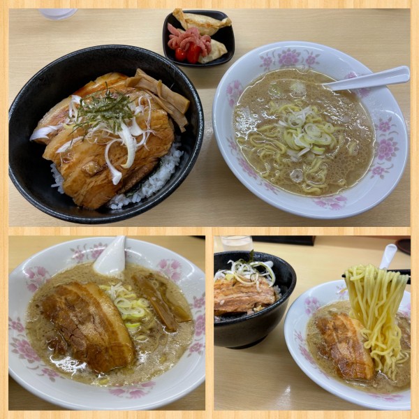 「ハーフ素らーめん 150円・角煮丼 700円」@らーめん食堂 正味の写真